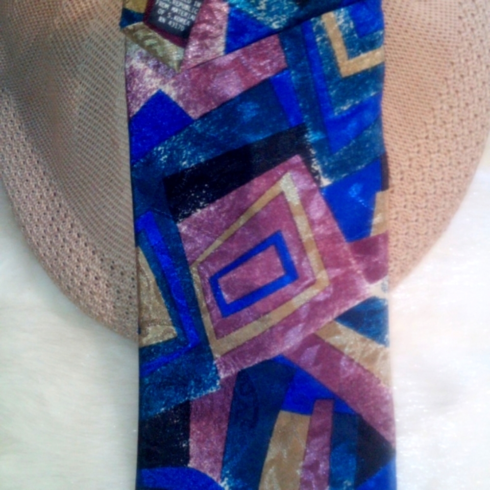 VINTAGE Italianissimo Tie Bold AbstractMauve, blue blue-green gold black